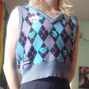 Unisex cropped official Monster High knit sweater vest